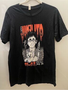 Junji Ito Collection Knife Cat T Shirt Men's Size L Black Short Sleeve Anime Tee